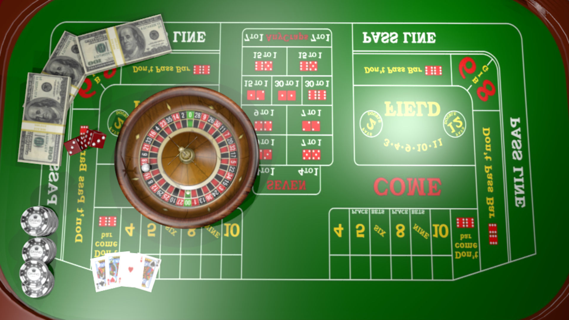 Poker Table Low-poly 3D model game ready Low-poly 3D model_2