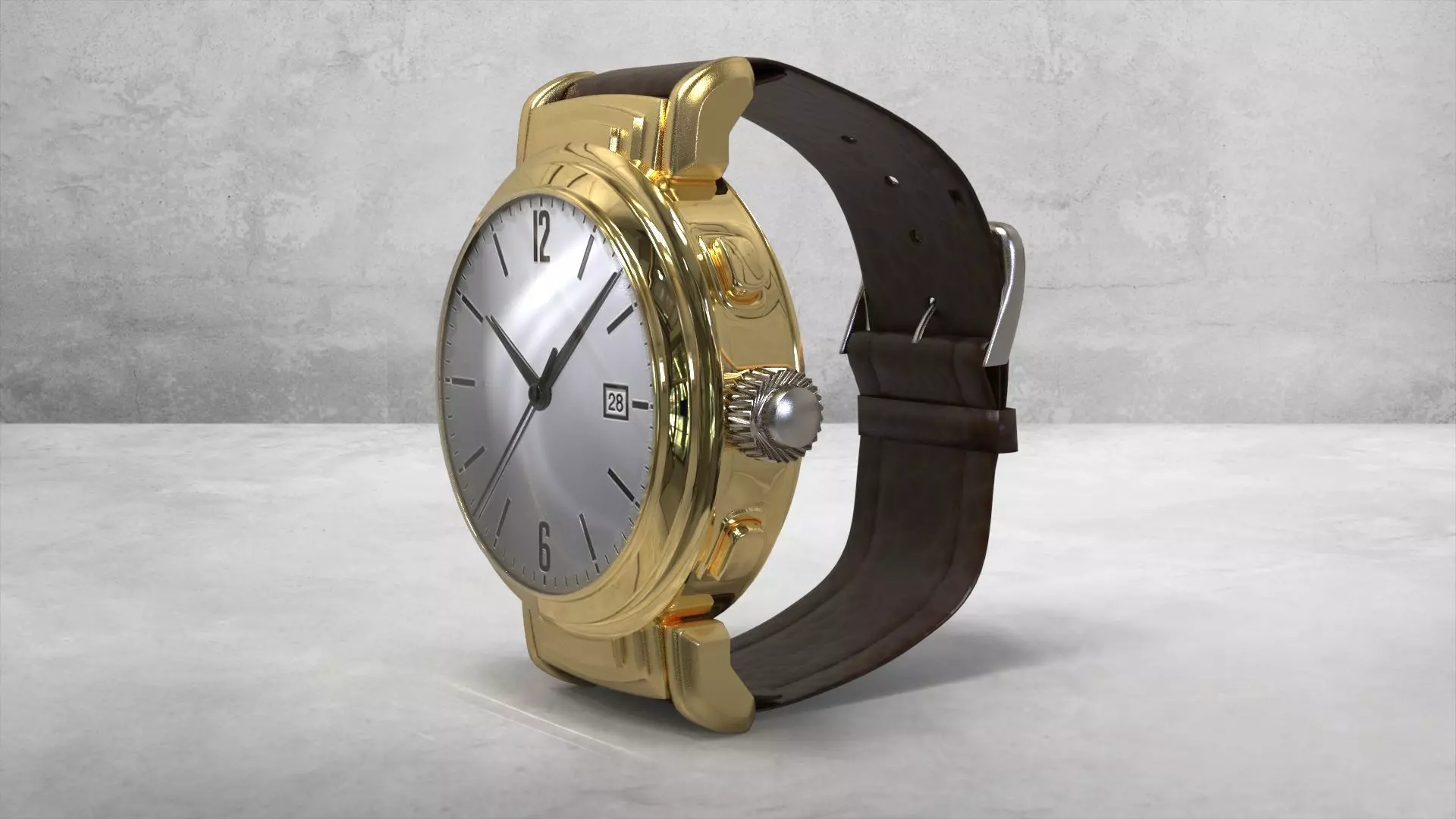Watch gold 3D model_0
