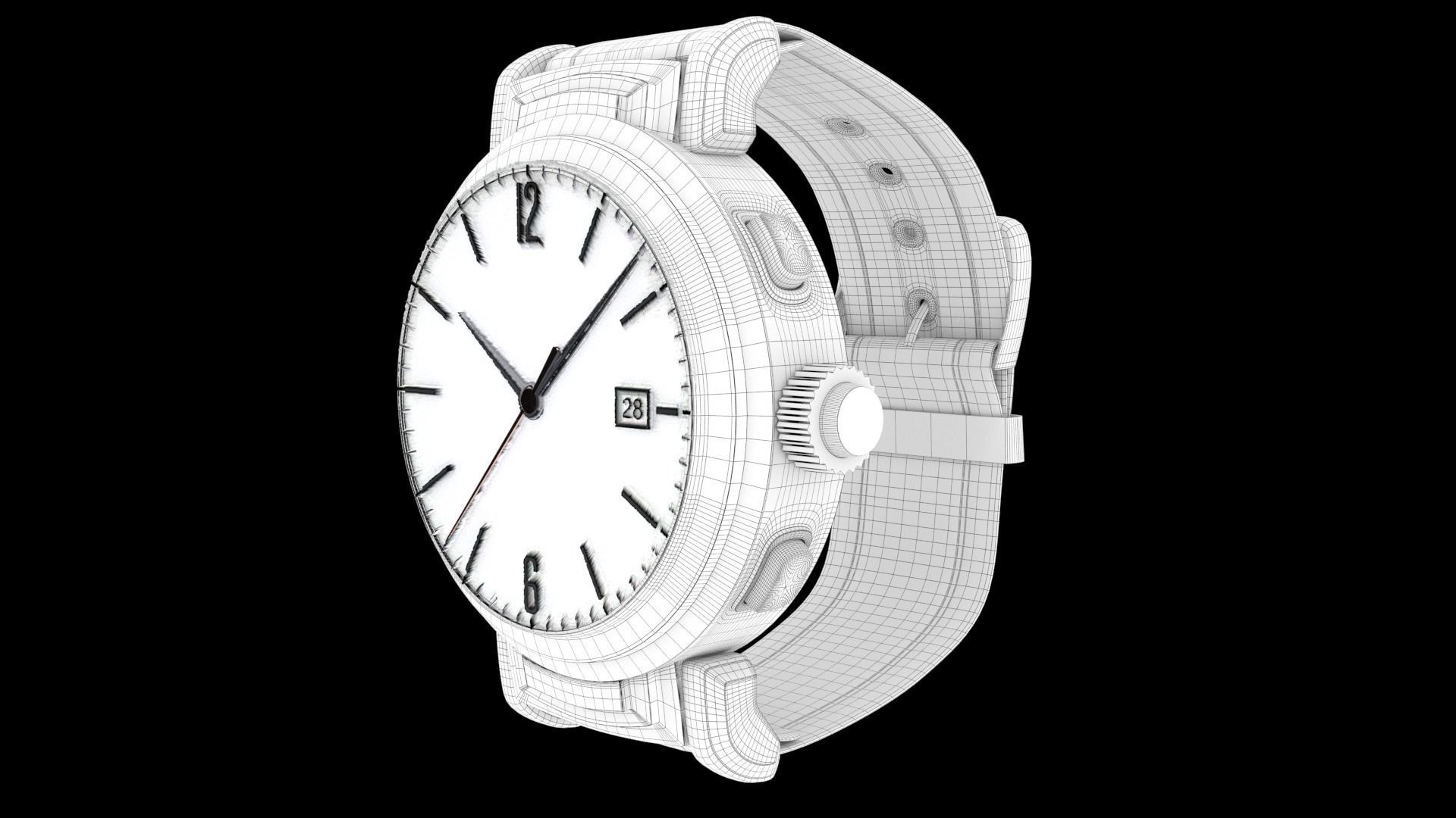 Watch gold 3D model_4