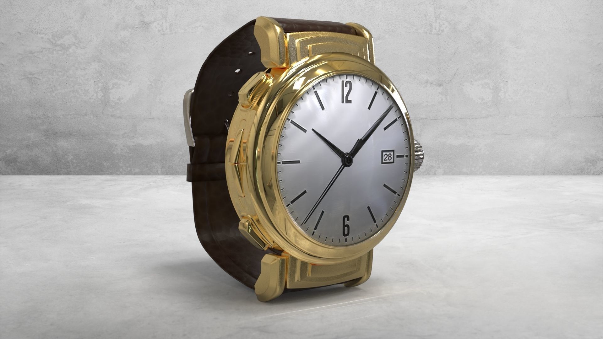 Watch gold 3D model_1