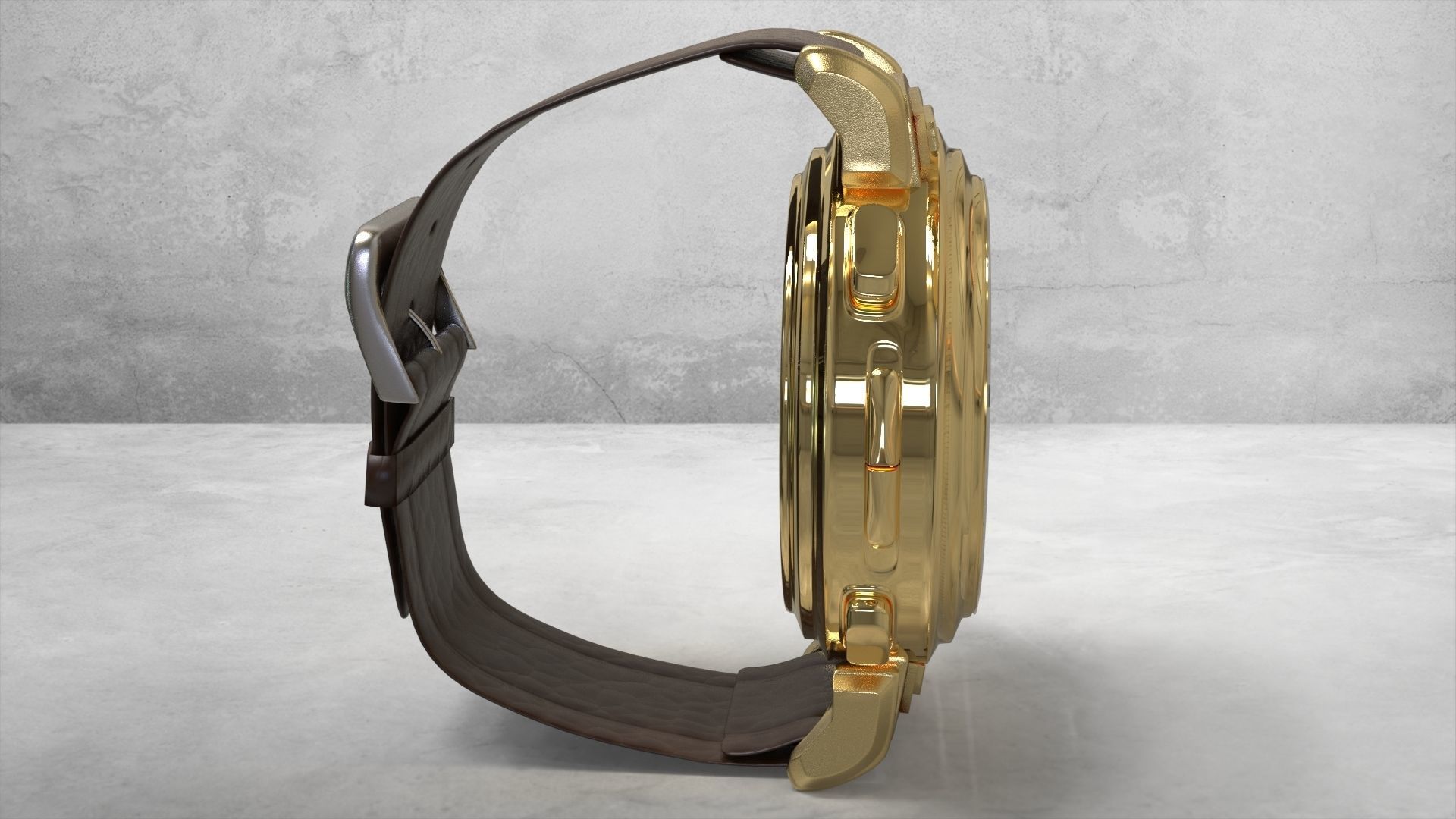 Watch gold 3D model_2