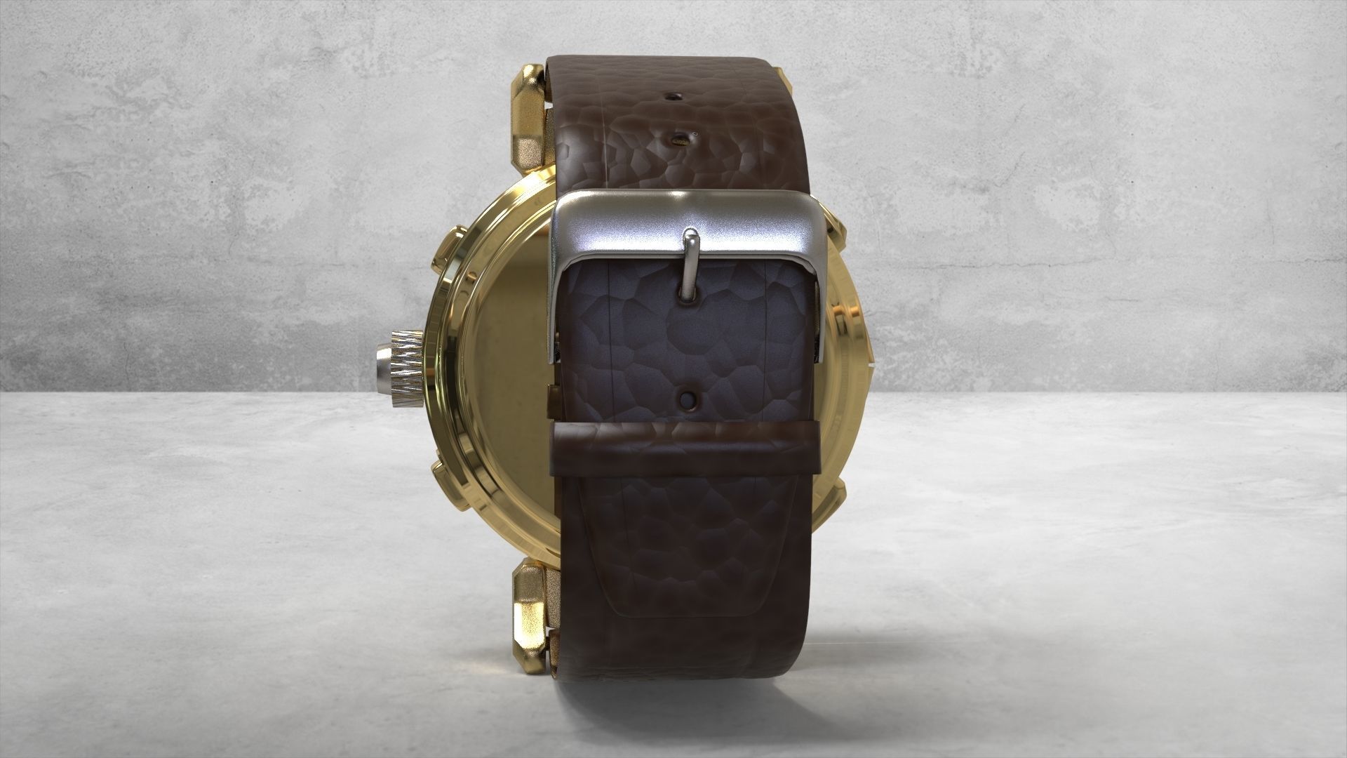 Watch gold 3D model_3