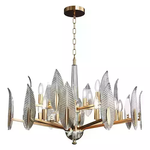 NIBA B gold leaf chandelier with glass leaves