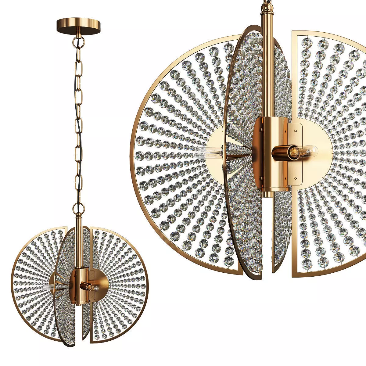 LOFTEY gold chandelier with crystals hanging from it Low-poly 3D model
