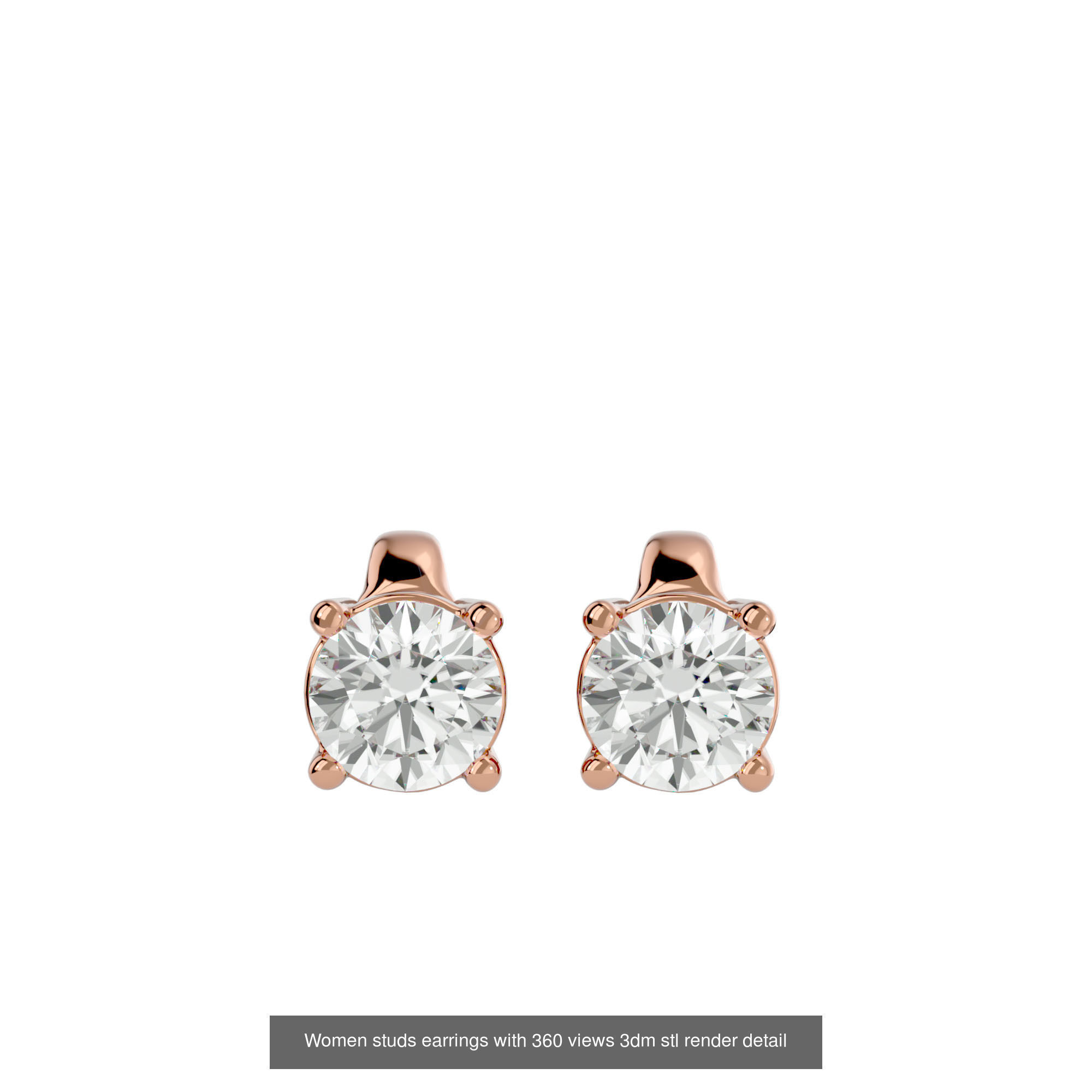 19  Women studs huggies earrings with 360 views 3dm stl render 3D Model Collection_8