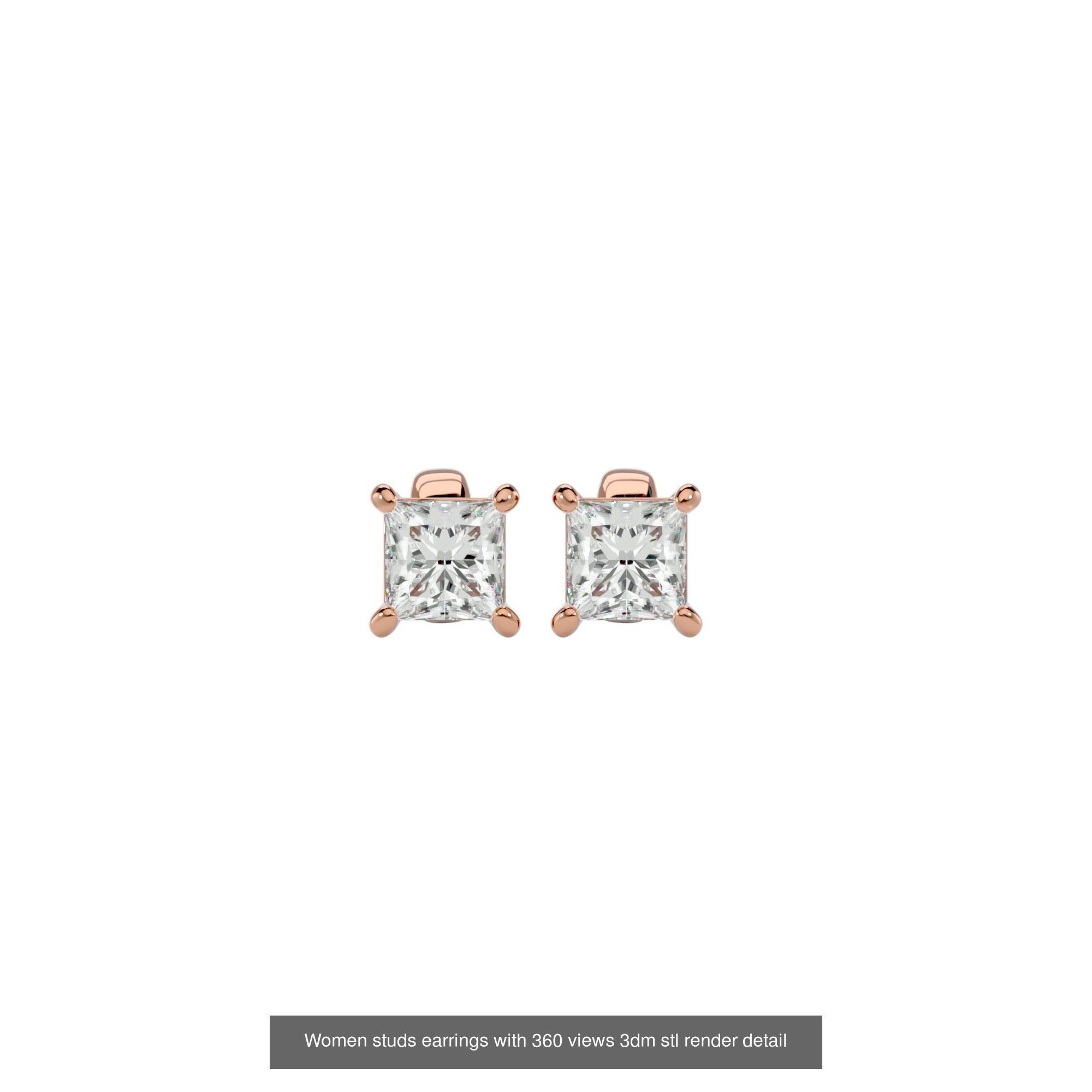 19  Women studs huggies earrings with 360 views 3dm stl render 3D Model Collection_12