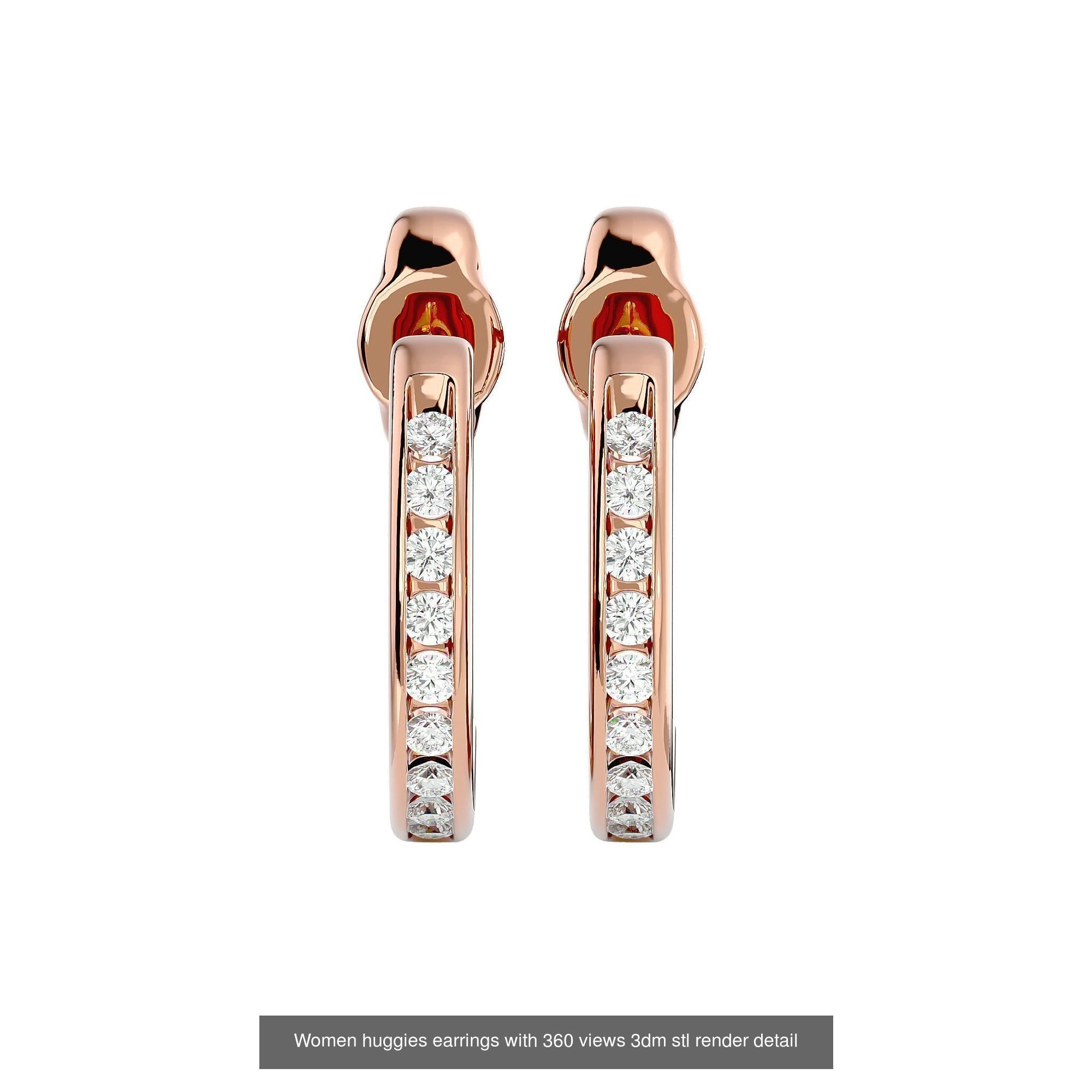 19  Women studs huggies earrings with 360 views 3dm stl render 3D Model Collection_21