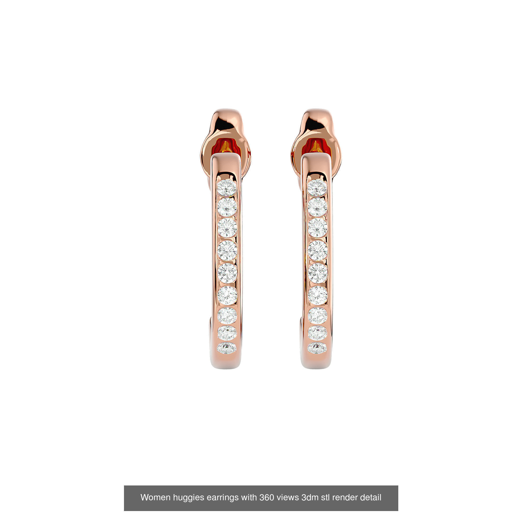 19  Women studs huggies earrings with 360 views 3dm stl render 3D Model Collection_18