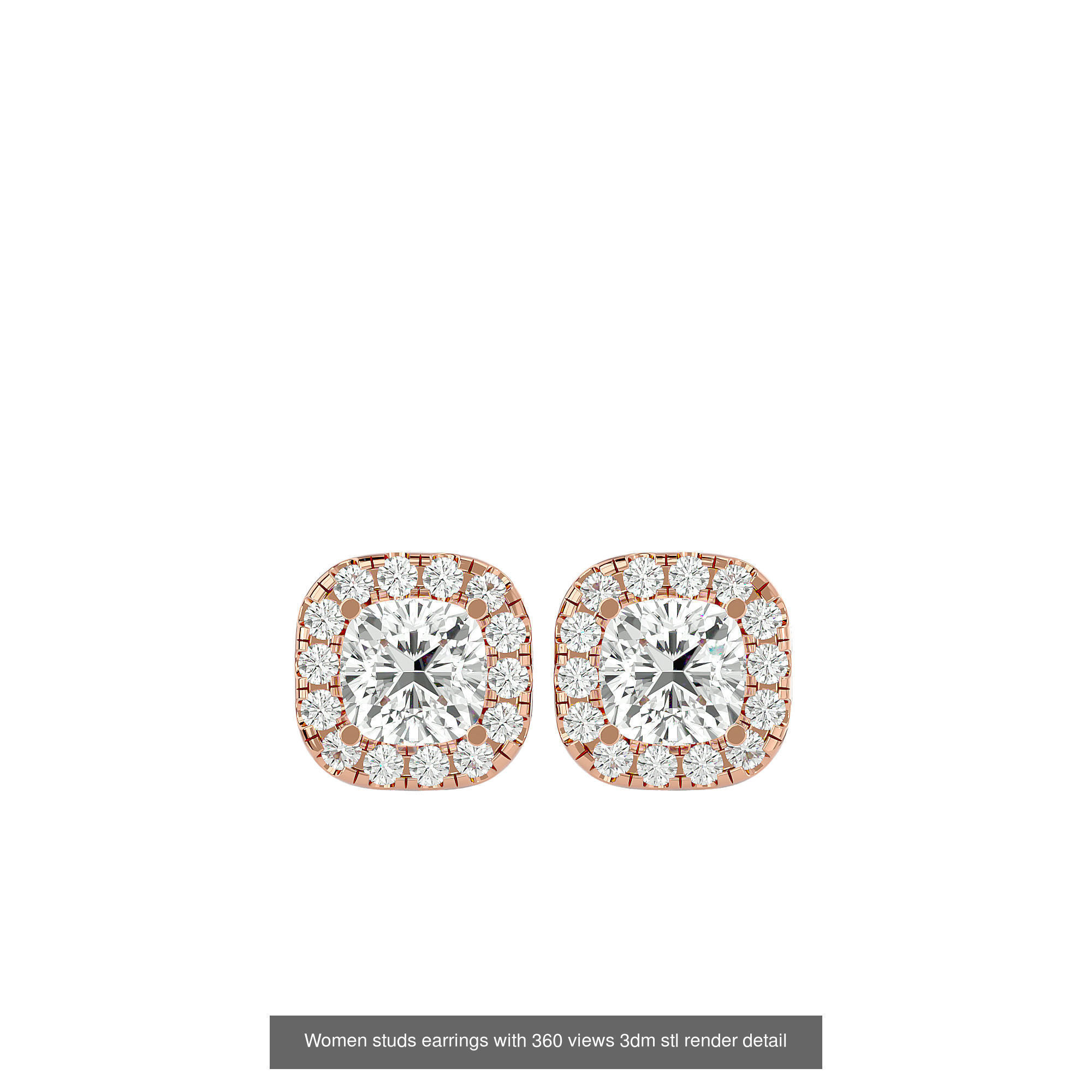 19  Women studs huggies earrings with 360 views 3dm stl render 3D Model Collection_13