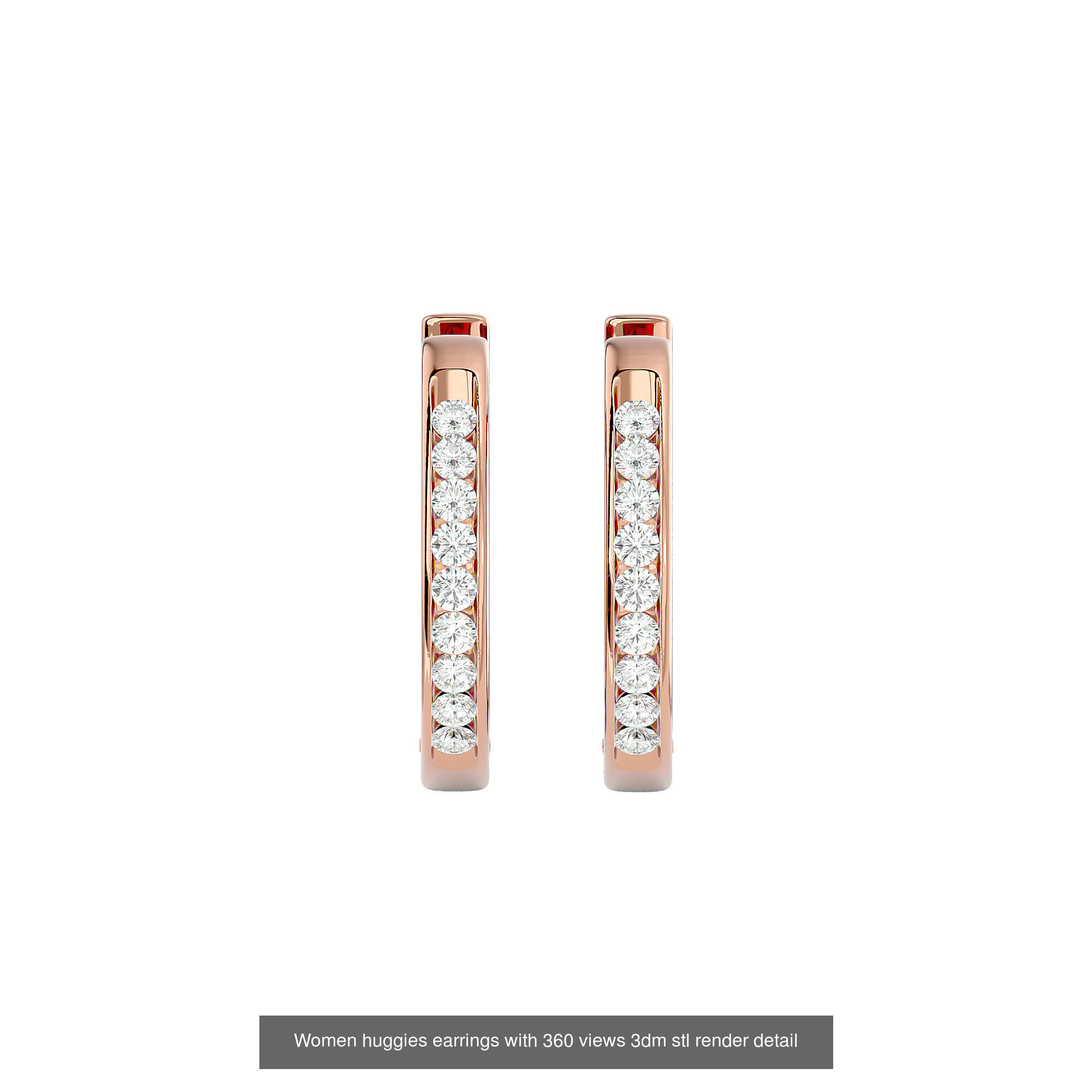 19  Women studs huggies earrings with 360 views 3dm stl render 3D Model Collection_20