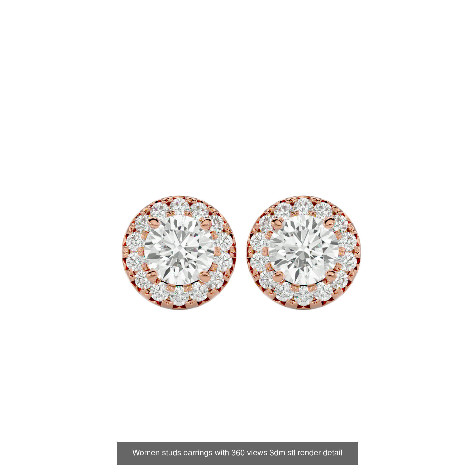 19  Women studs huggies earrings with 360 views 3dm stl render 3D Model Collection_6
