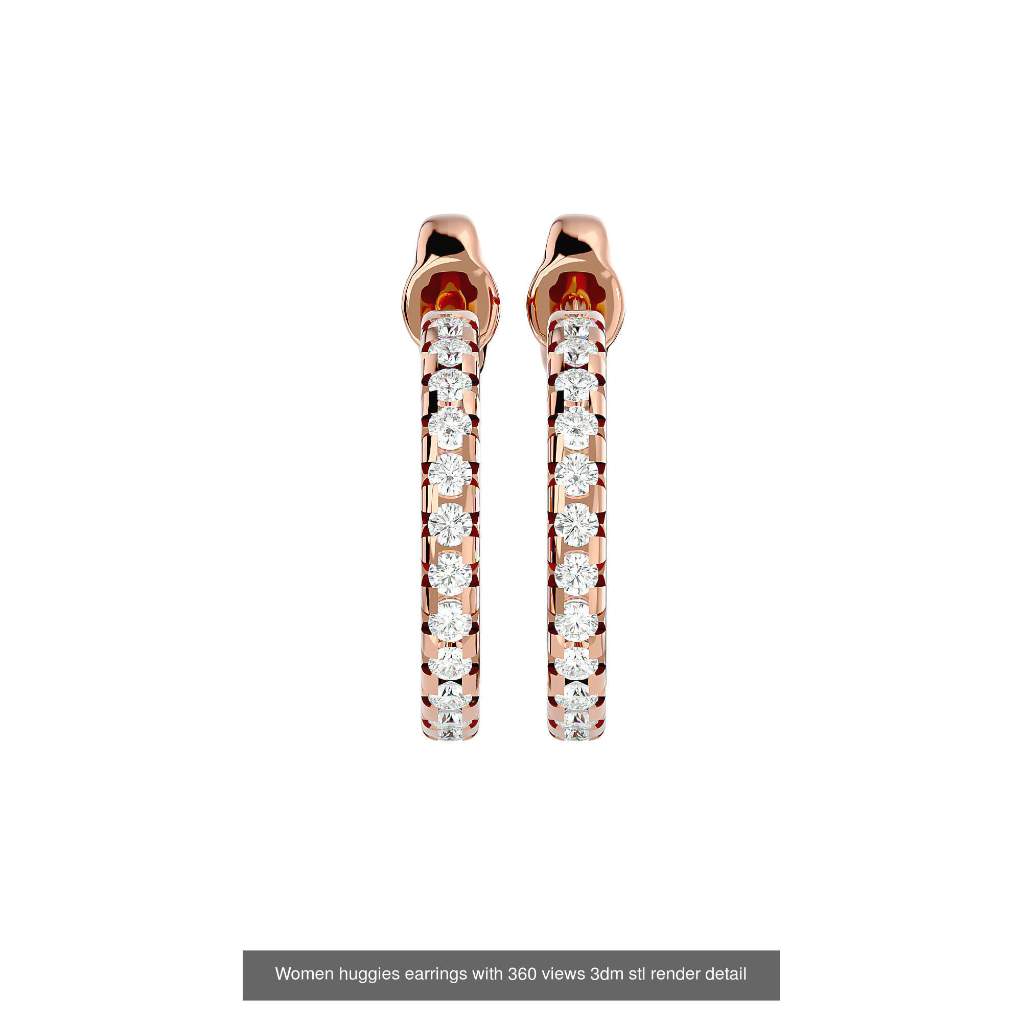 19  Women studs huggies earrings with 360 views 3dm stl render 3D Model Collection_16