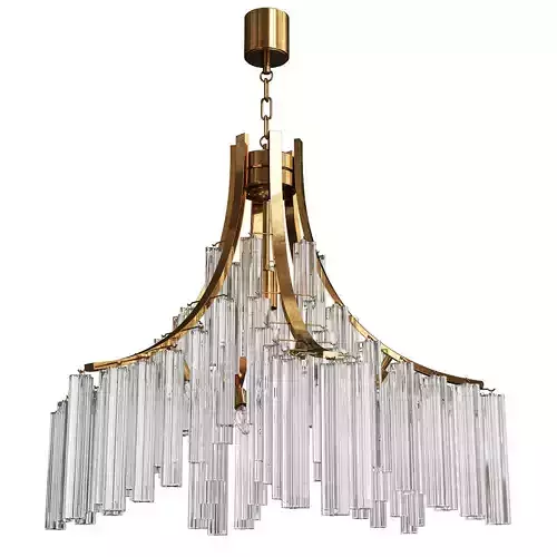 Italian Murano Clear Glass Sculptural Chandelier by Venini