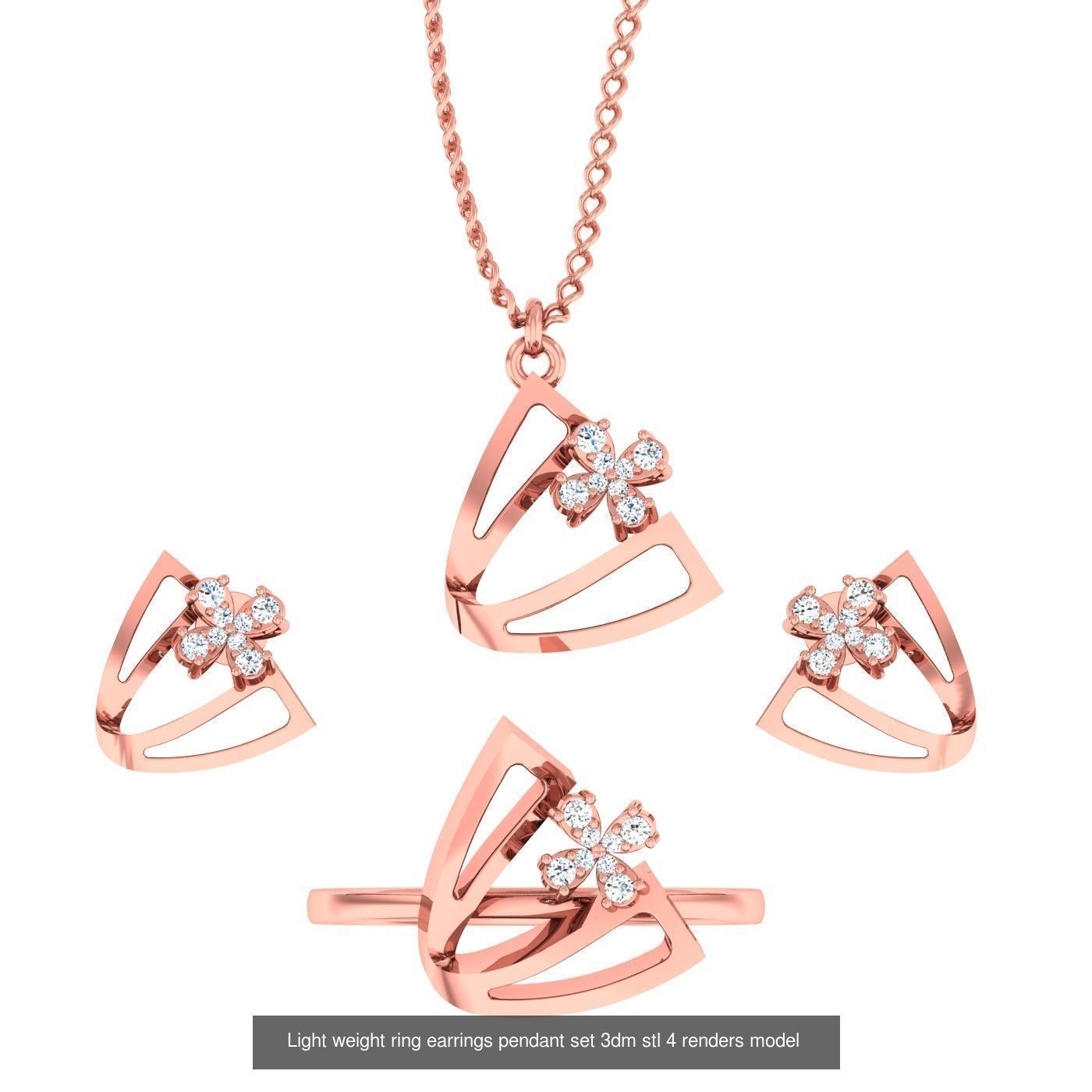 25 Light weight ring earrings pendant set 3dm stl 4 renders 3D Model Collection_16