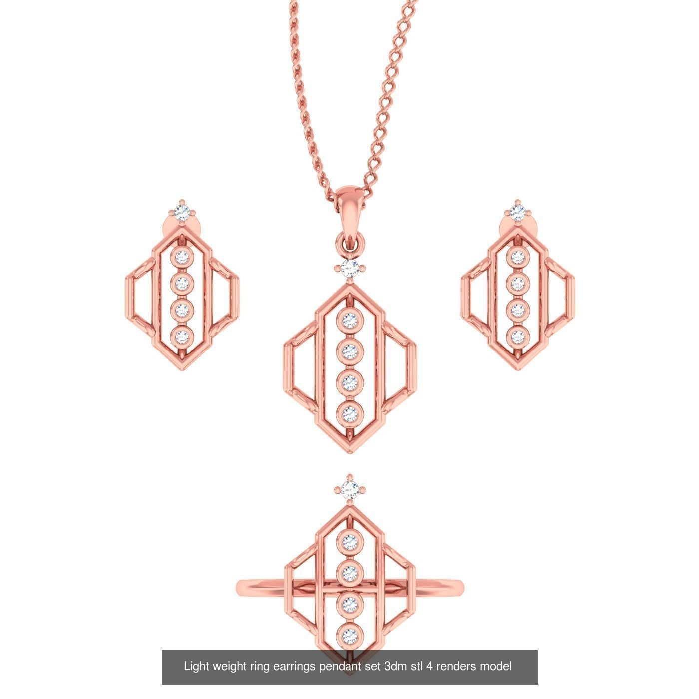 25 Light weight ring earrings pendant set 3dm stl 4 renders 3D Model Collection_4