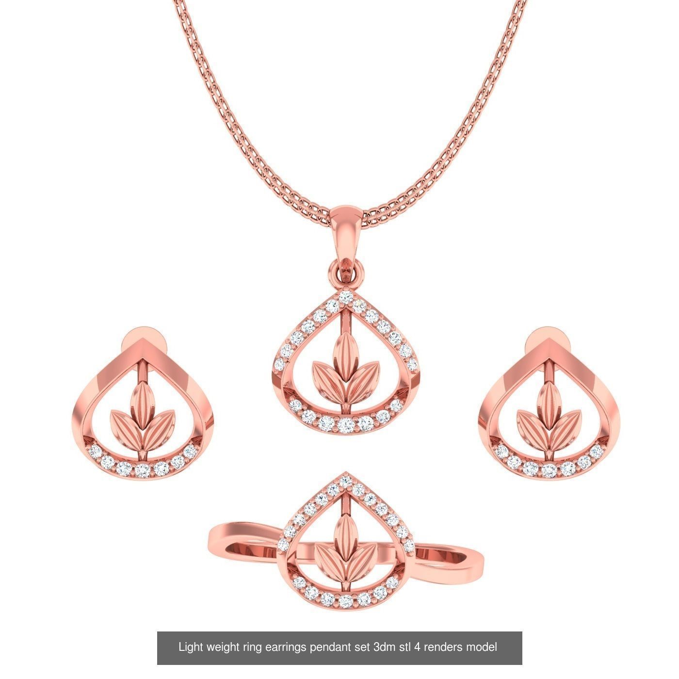 25 Light weight ring earrings pendant set 3dm stl 4 renders 3D Model Collection_25