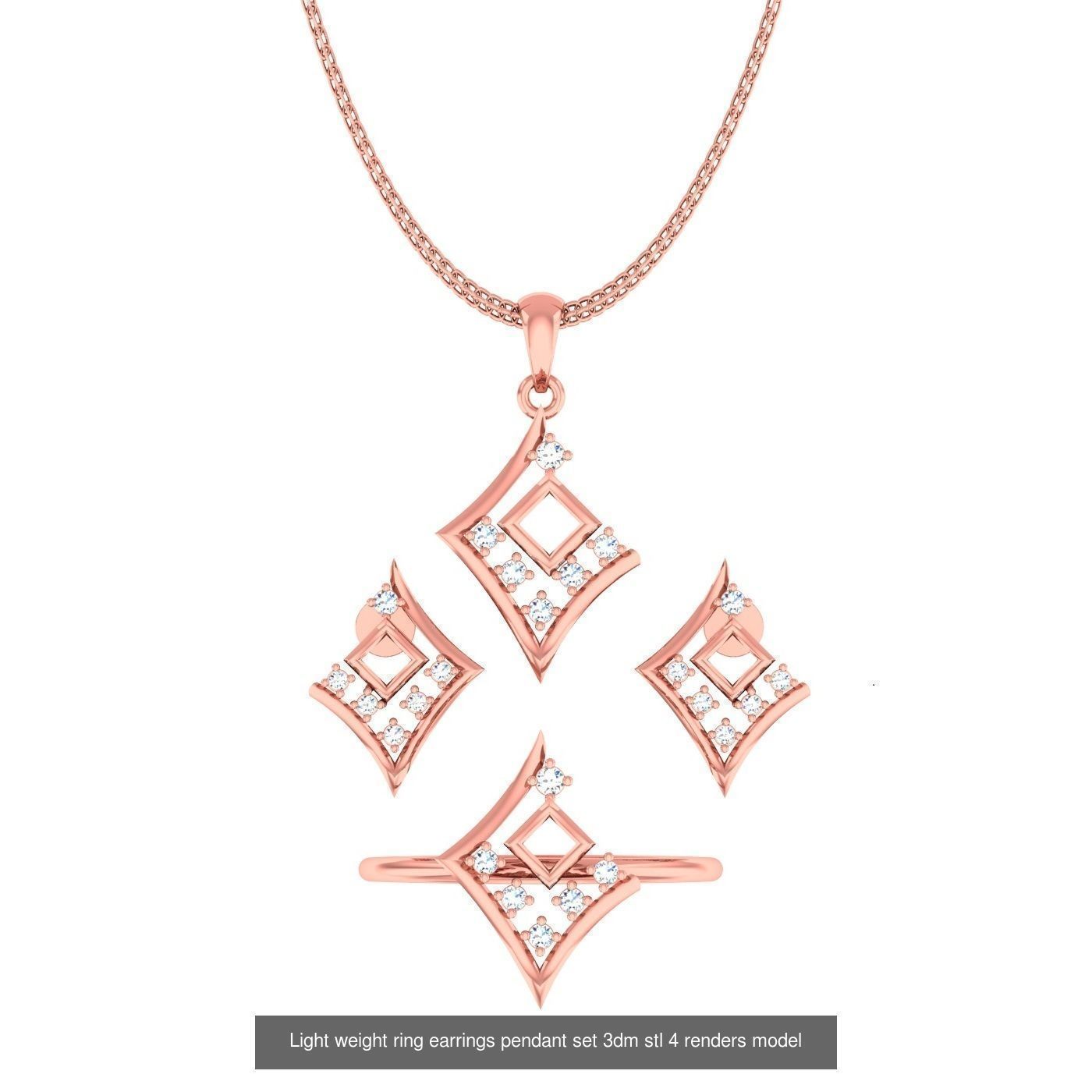 25 Light weight ring earrings pendant set 3dm stl 4 renders 3D Model Collection_19