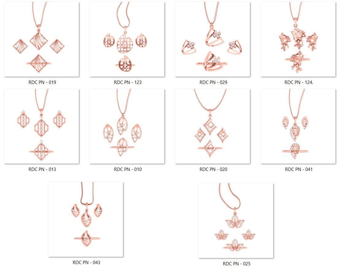 25 Light weight ring earrings pendant set 3dm stl 4 renders 3D Model Collection_1