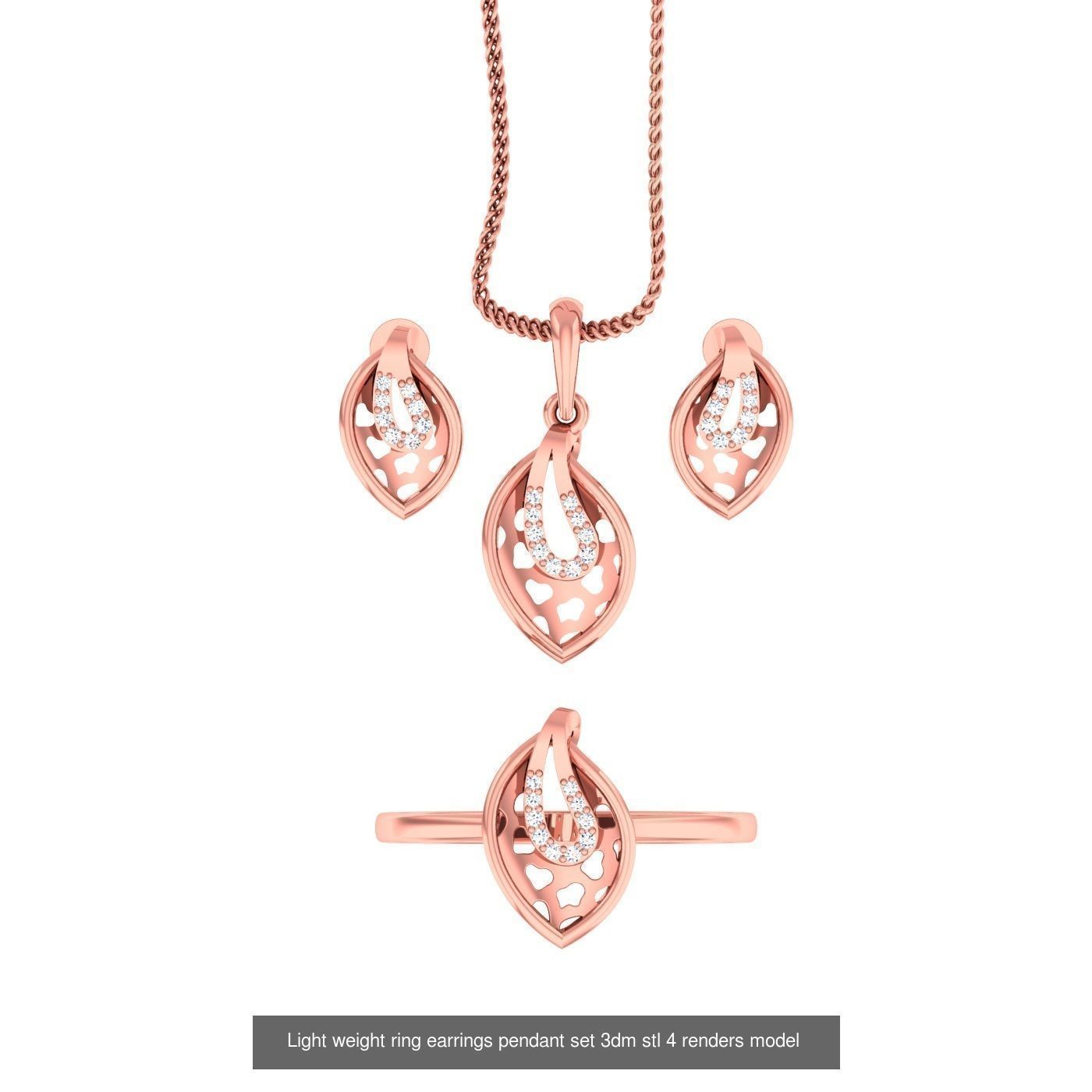 25 Light weight ring earrings pendant set 3dm stl 4 renders 3D Model Collection_2