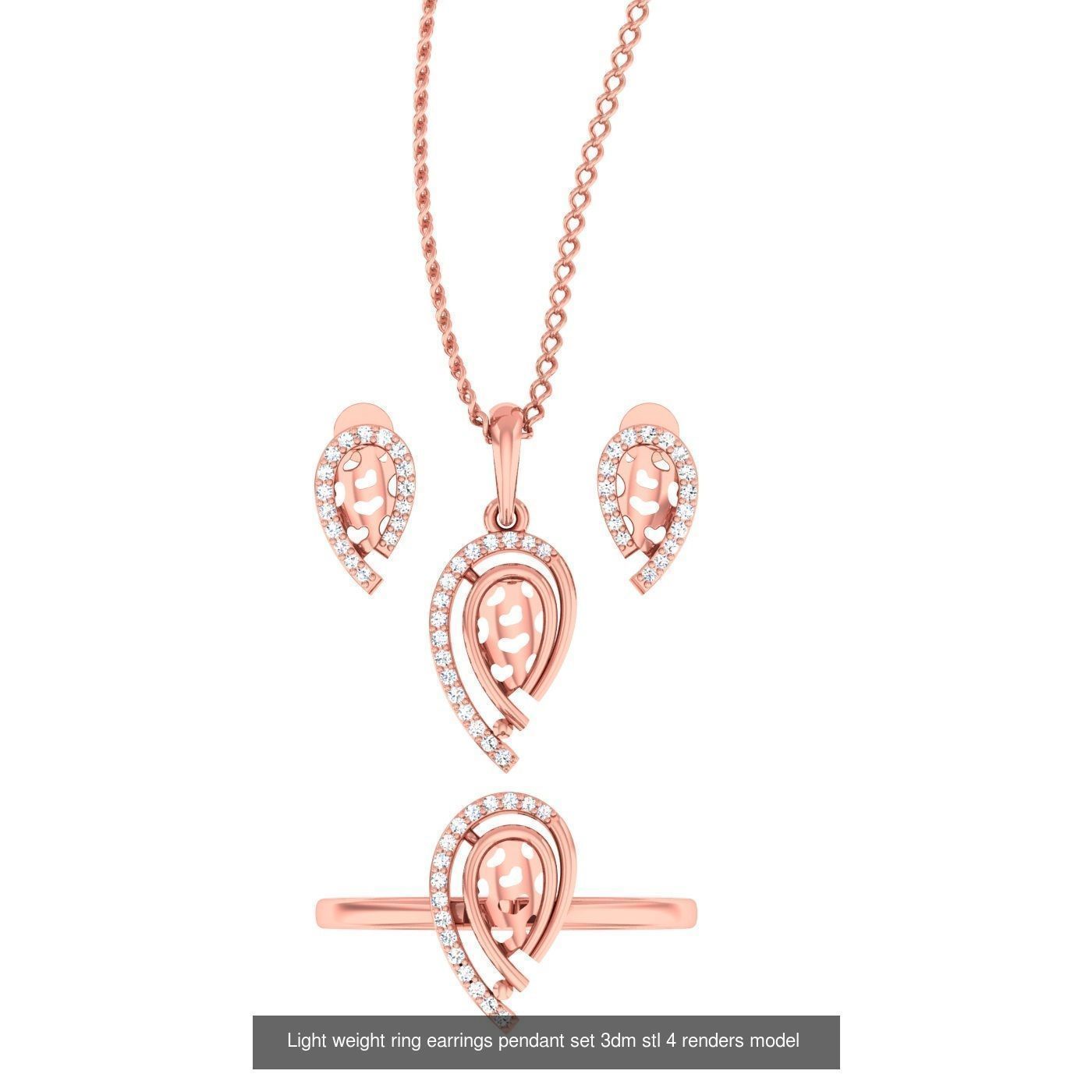 25 Light weight ring earrings pendant set 3dm stl 4 renders 3D Model Collection_3