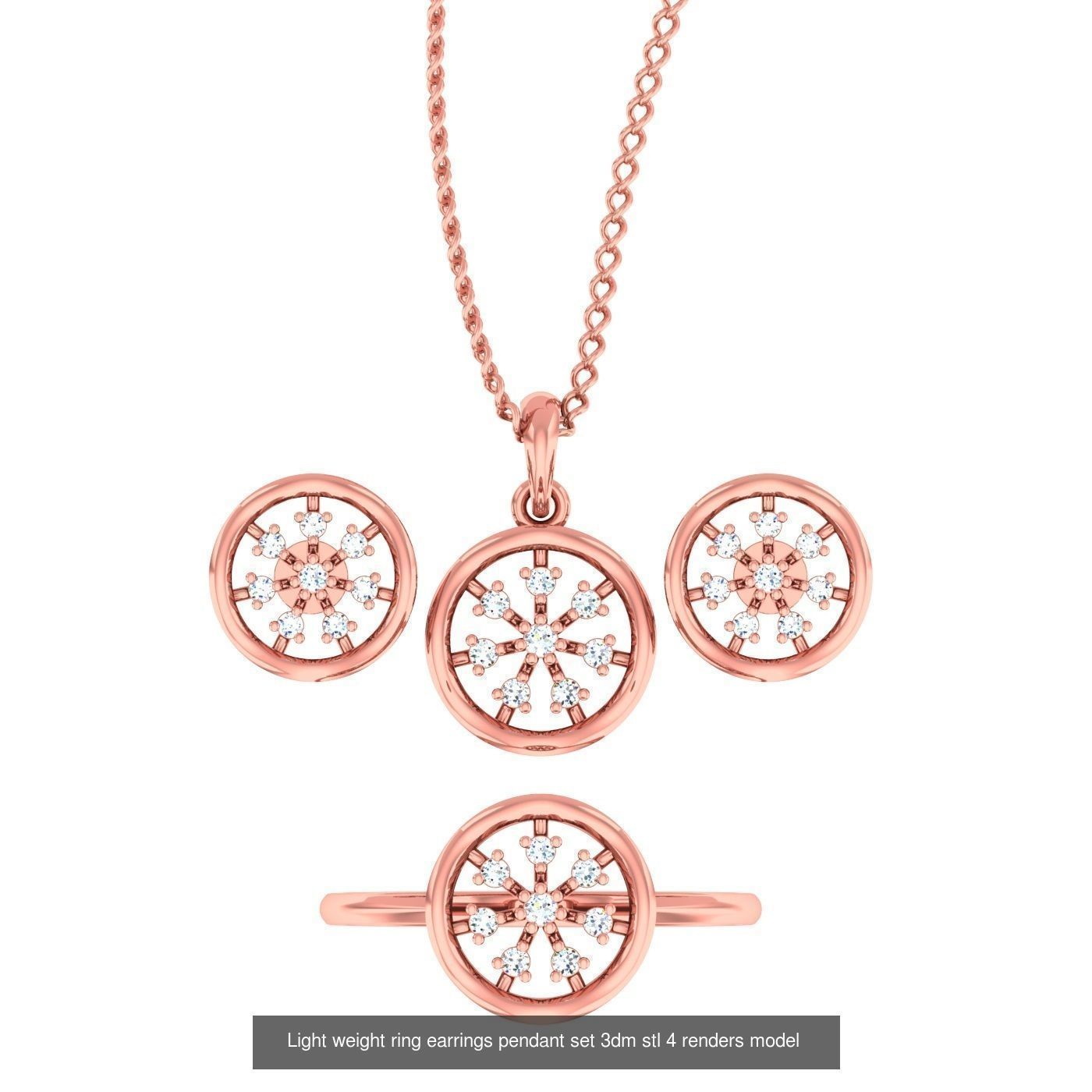 25 Light weight ring earrings pendant set 3dm stl 4 renders 3D Model Collection_5