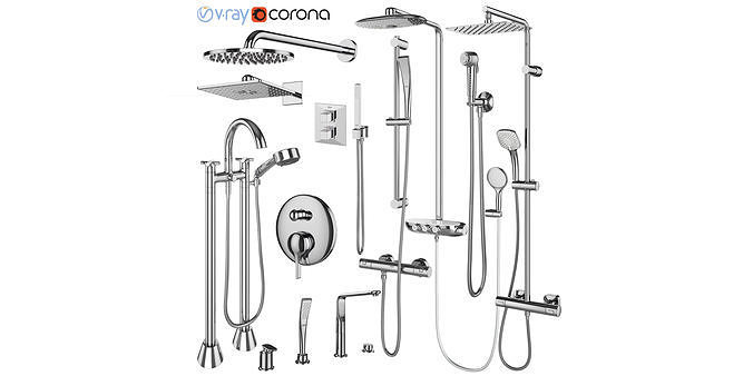 Faucets and shower systems Grohe and Ideal standard set 143 3D model