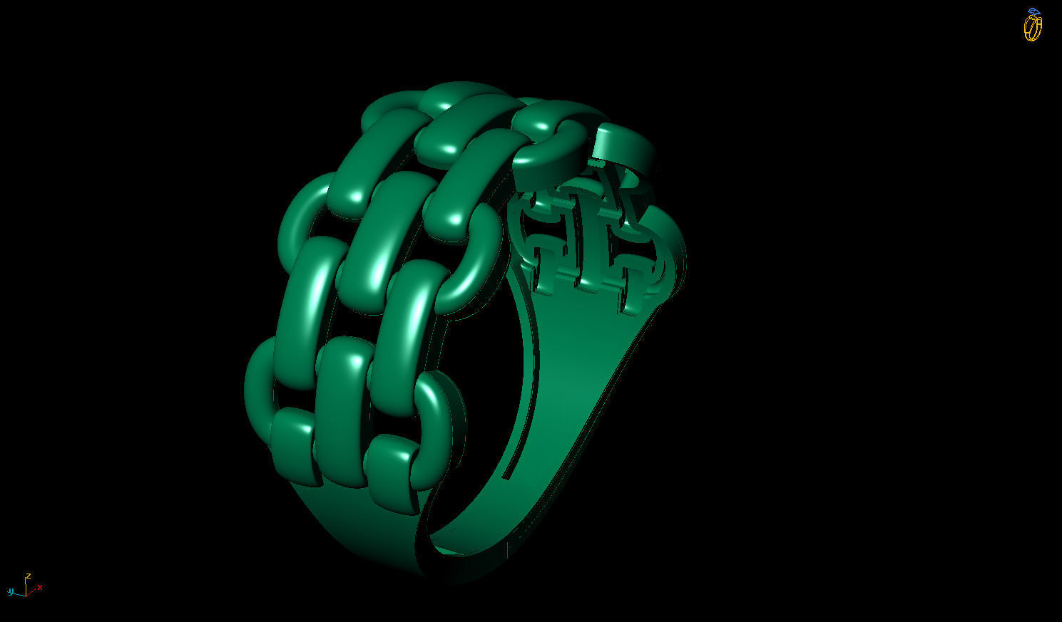 Chain Women Rings 3D print model_8