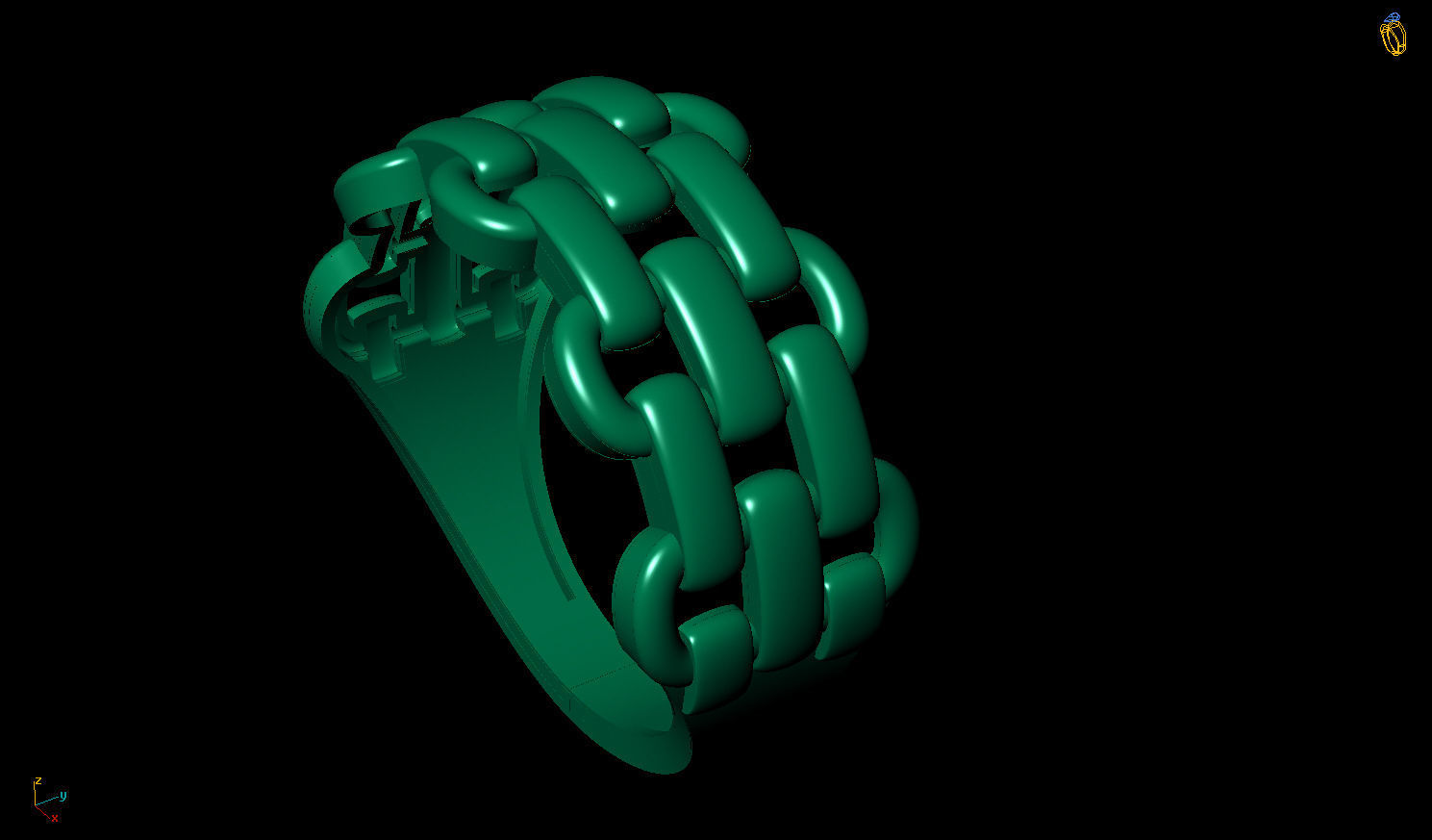 Chain Women Rings 3D print model_9