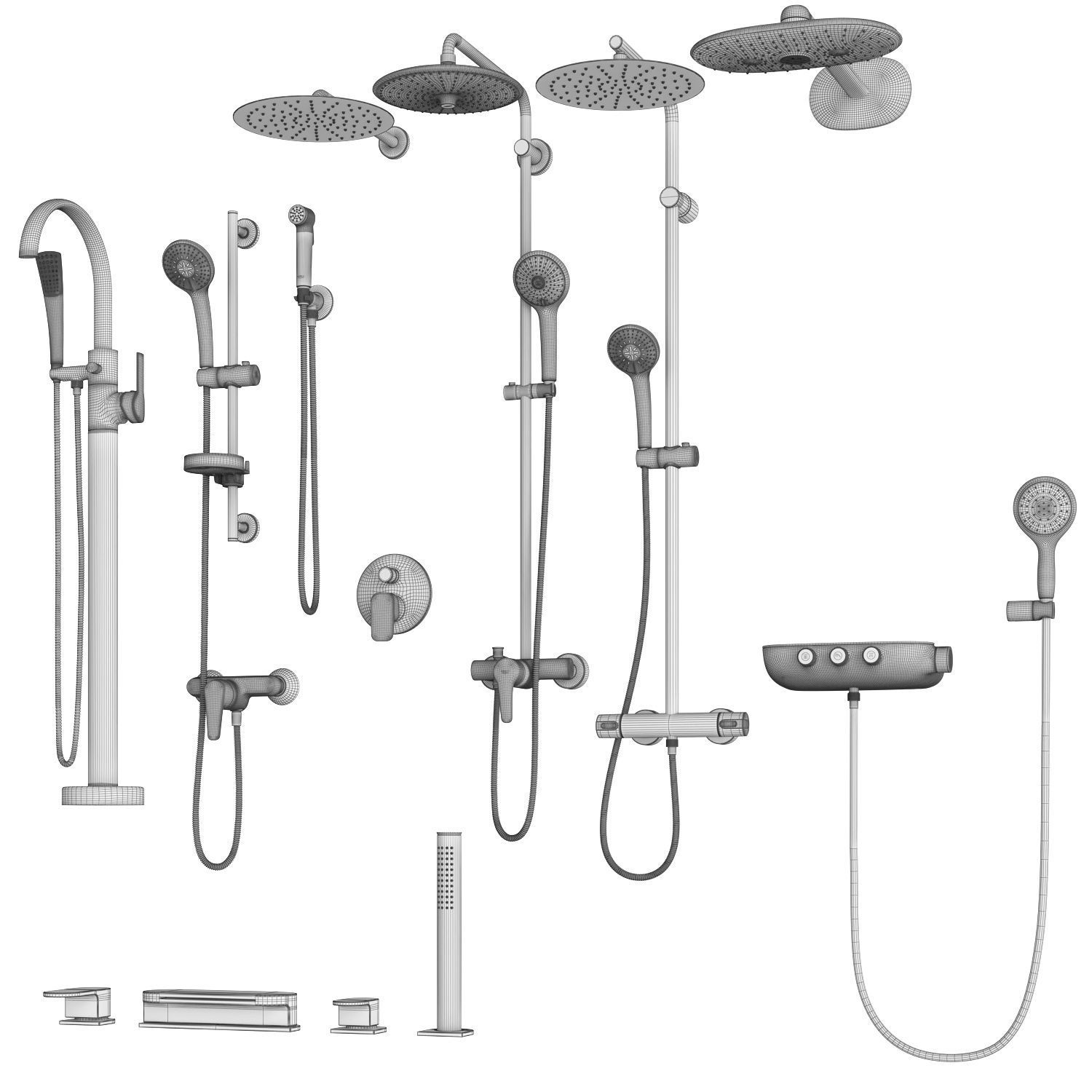 Faucets and shower systems Grohe and Ideal standard set 144 3D model_13