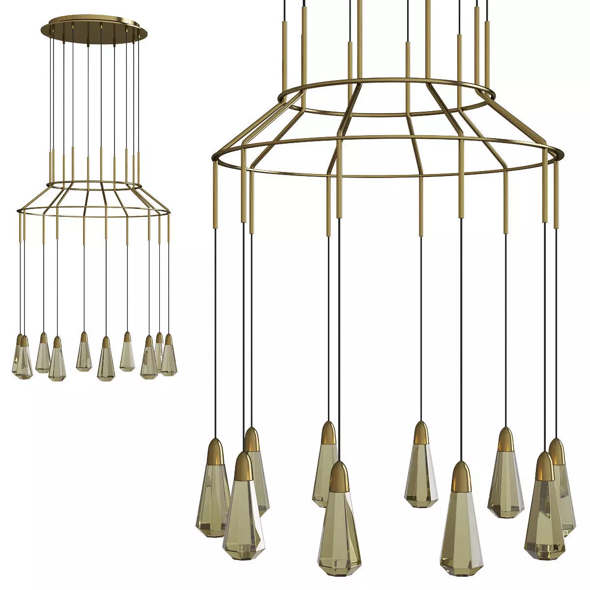 10 Carats LED Chandelier Low-poly 3D model