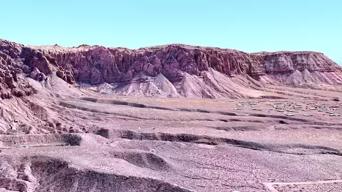 Red mountains landscape Low-poly 3D model