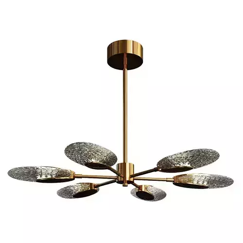 CERES brass chandelier with glass shades Low-poly 3D model