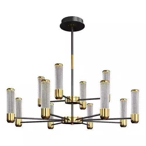 BERENICA modern chandelier with brass and glass shades