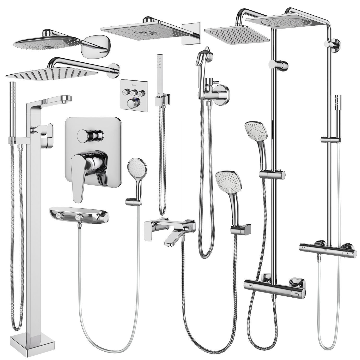 Faucets and shower systems Grohe and Ideal standard set 146 3D model_1