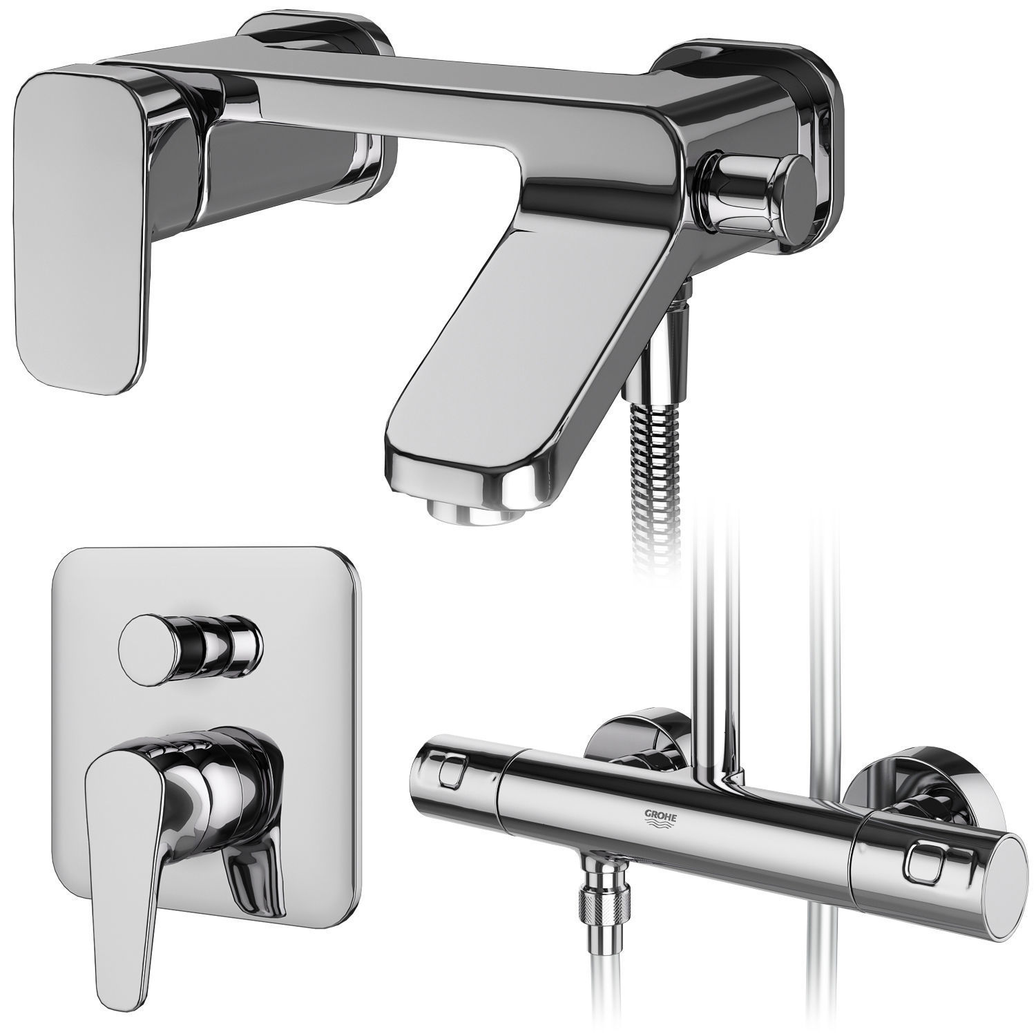 Faucets and shower systems Grohe and Ideal standard set 146 3D model_4