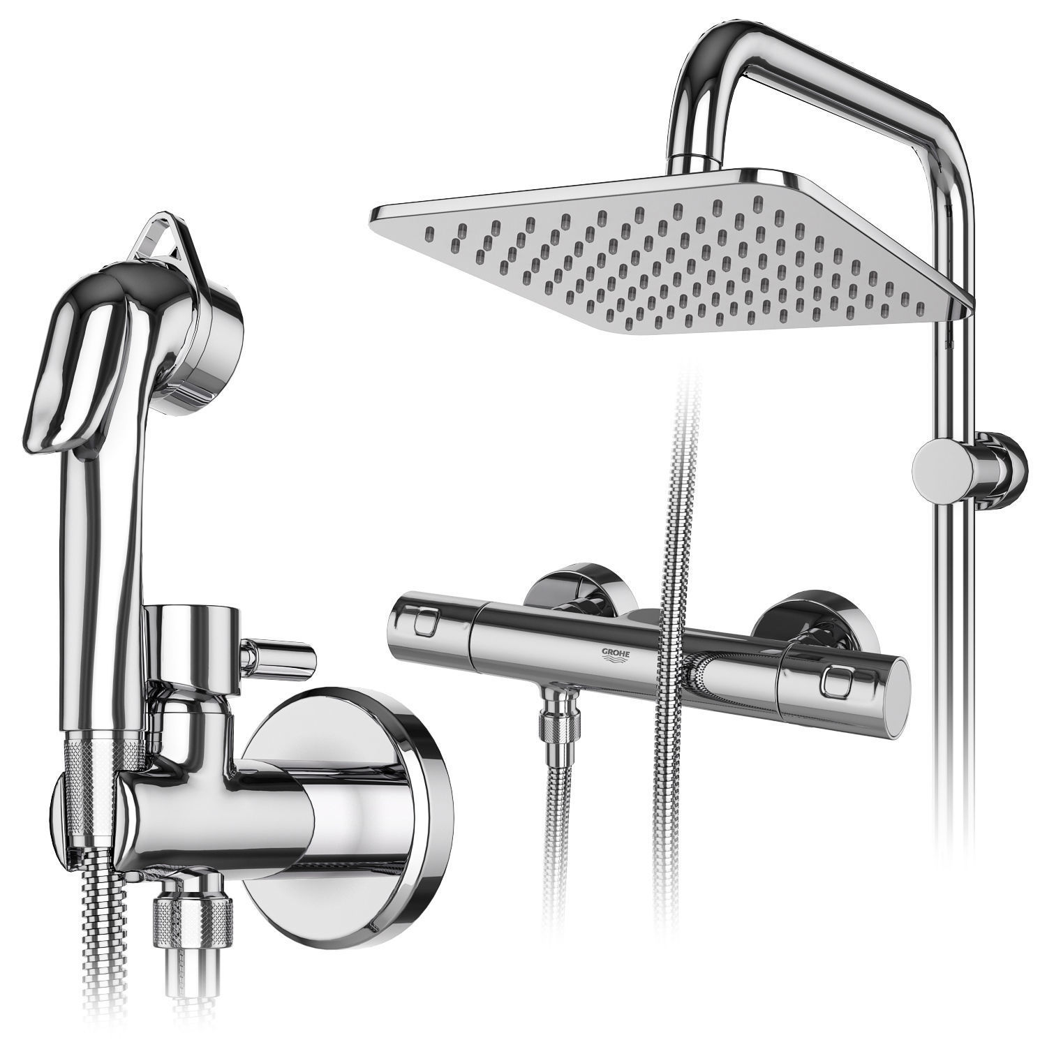 Faucets and shower systems Grohe and Ideal standard set 146 3D model_3