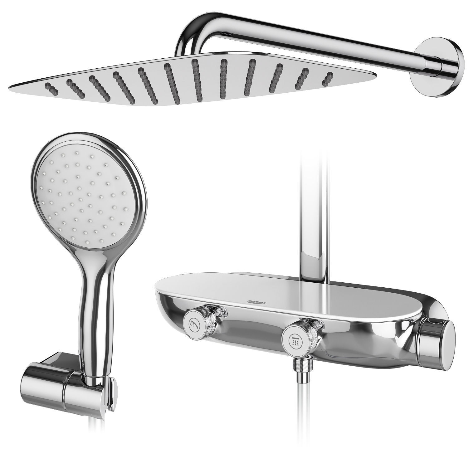 Faucets and shower systems Grohe and Ideal standard set 146 3D model_5
