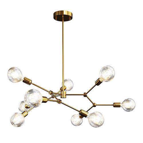 LEGYI modern brass chandelier with clear glass balls Low-poly 3D model