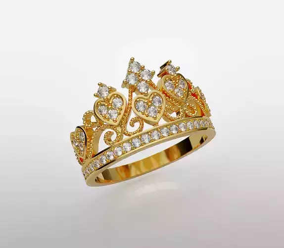 Crown ring with diamonds
