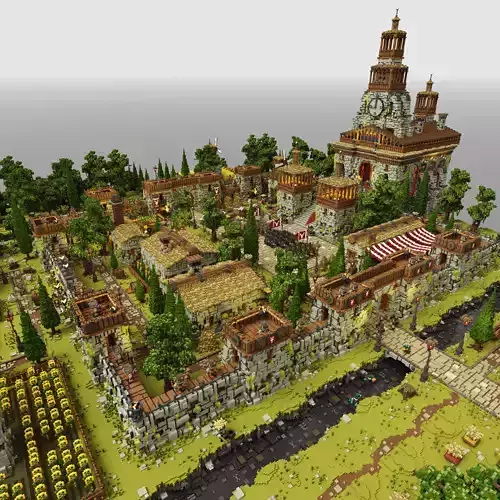 Voxel Orc Castle Asset Low-poly 3D model