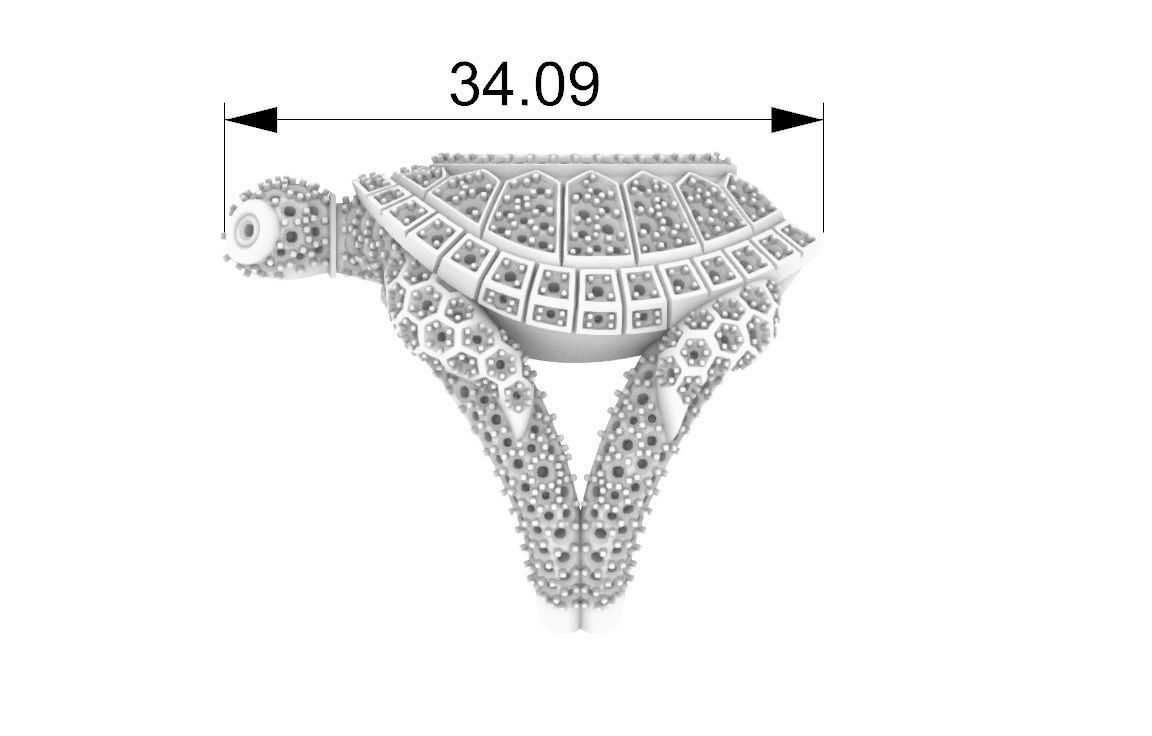  turtle ring with pear cut stone 3D print model_3