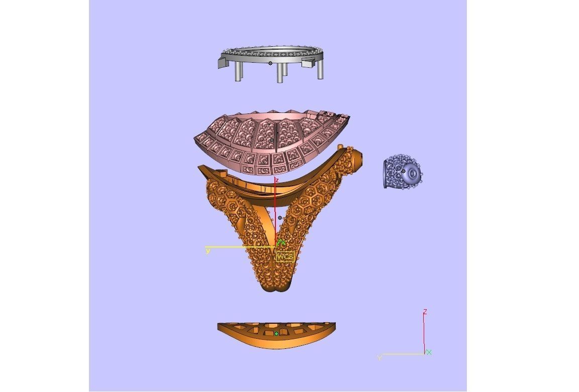  turtle ring with pear cut stone 3D print model_5