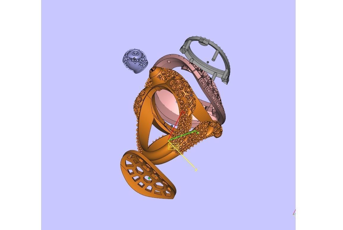  turtle ring with pear cut stone 3D print model_6