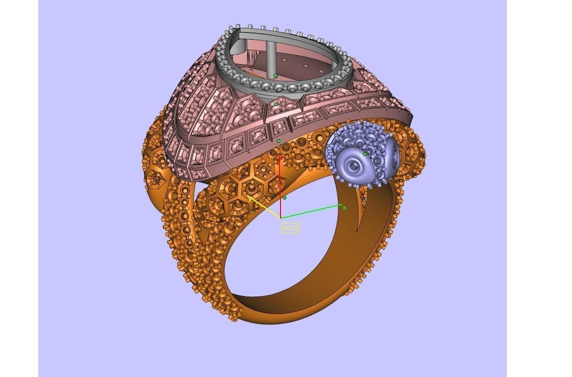  turtle ring with pear cut stone 3D print model_4