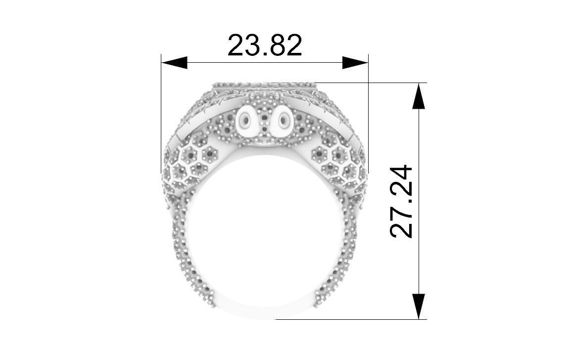  turtle ring with pear cut stone 3D print model_2
