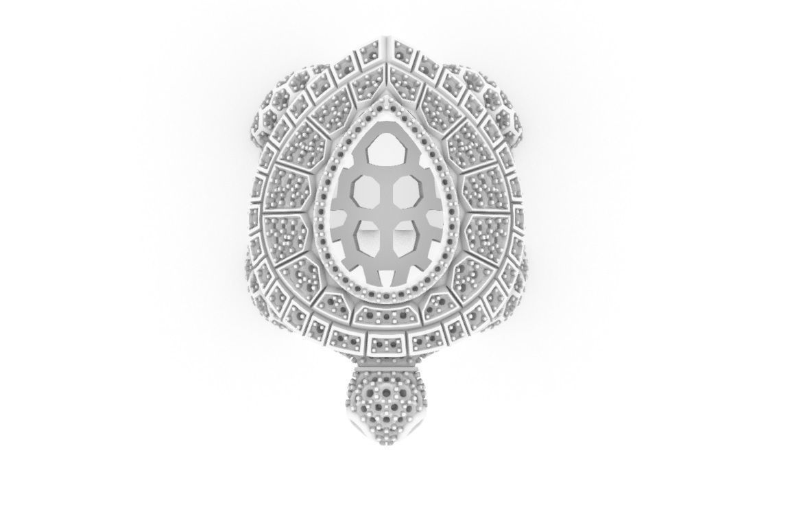  turtle ring with pear cut stone 3D print model_1