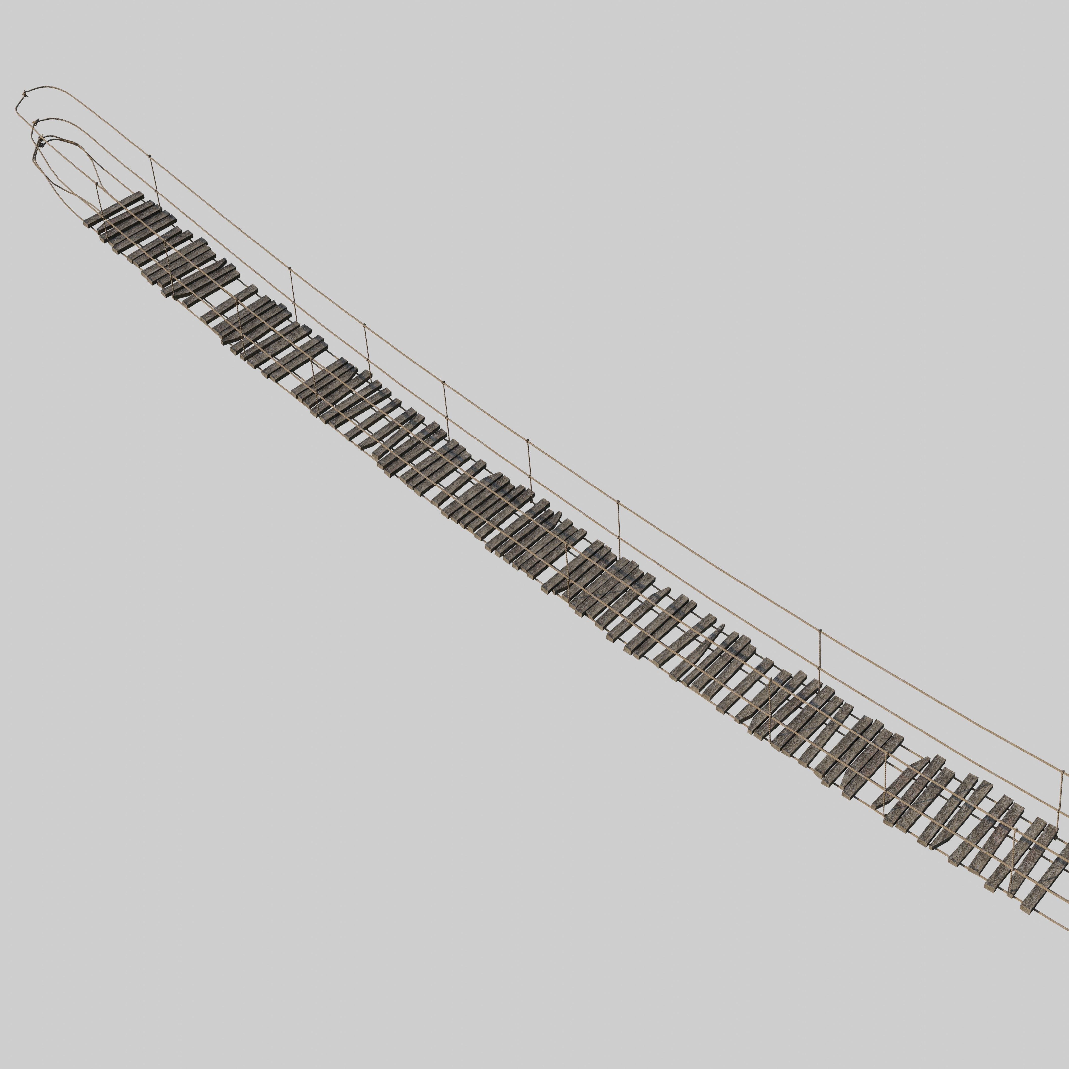 Suspension rope bridge animated Low-poly 3D model_10