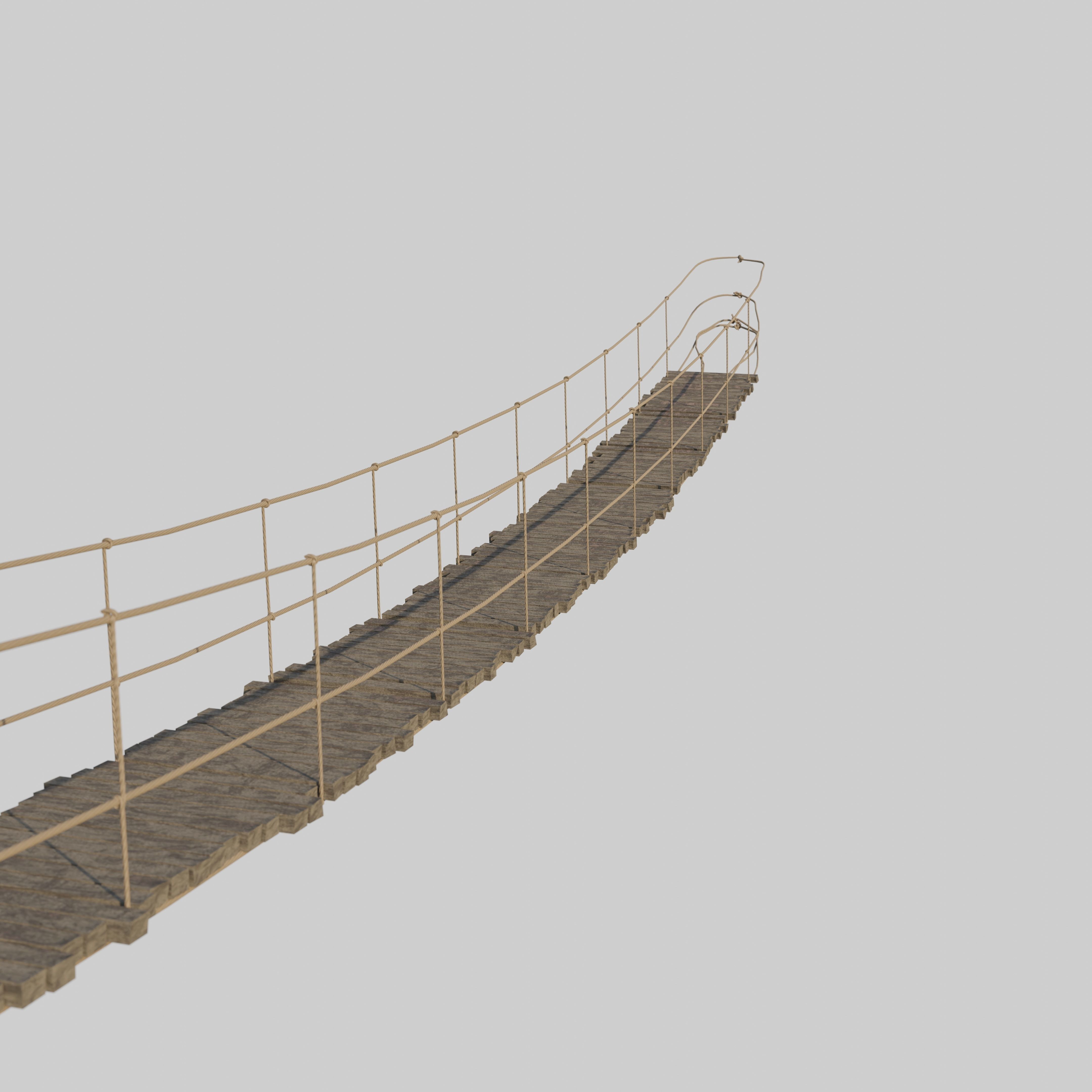 Suspension rope bridge animated Low-poly 3D model_5