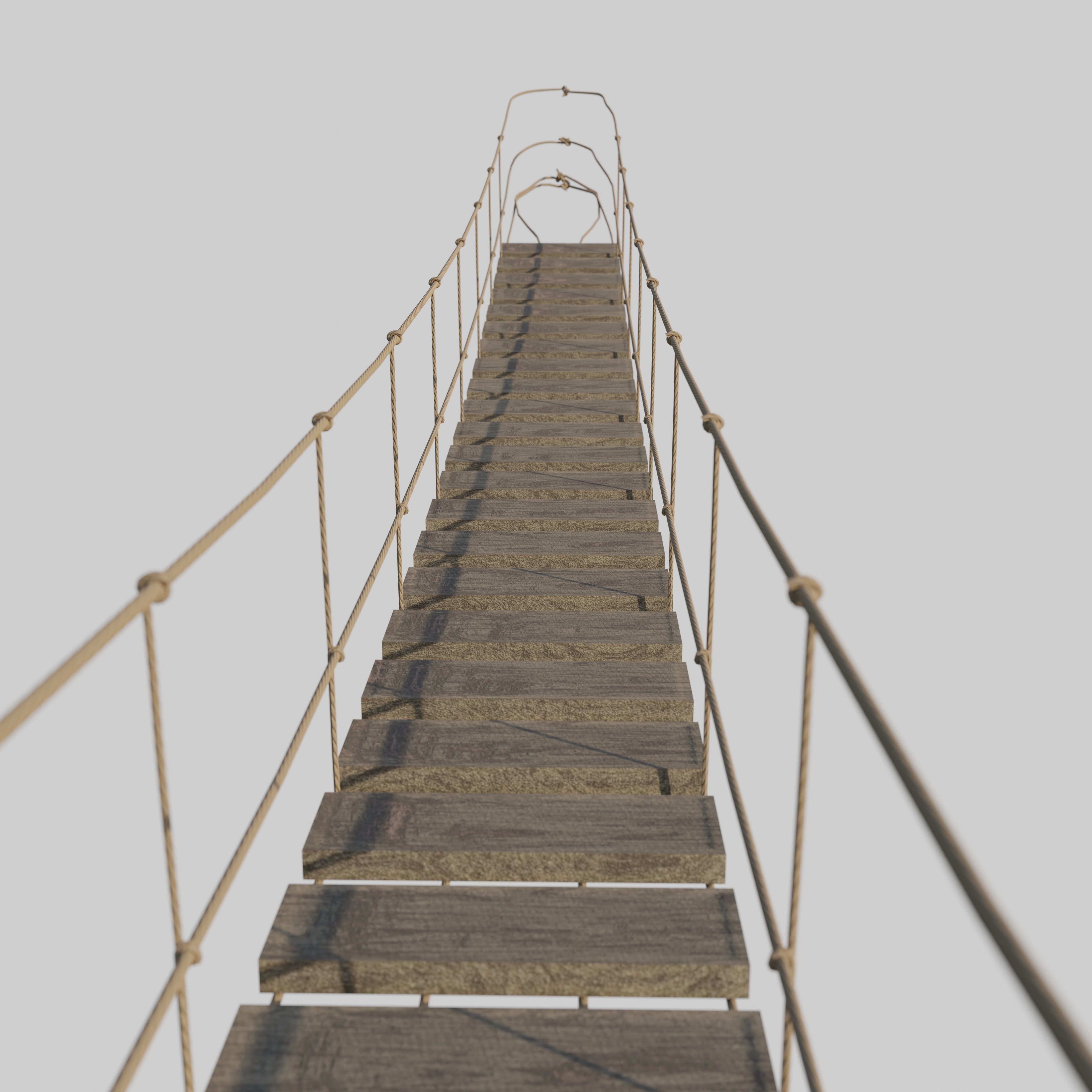 Suspension rope bridge animated Low-poly 3D model_16