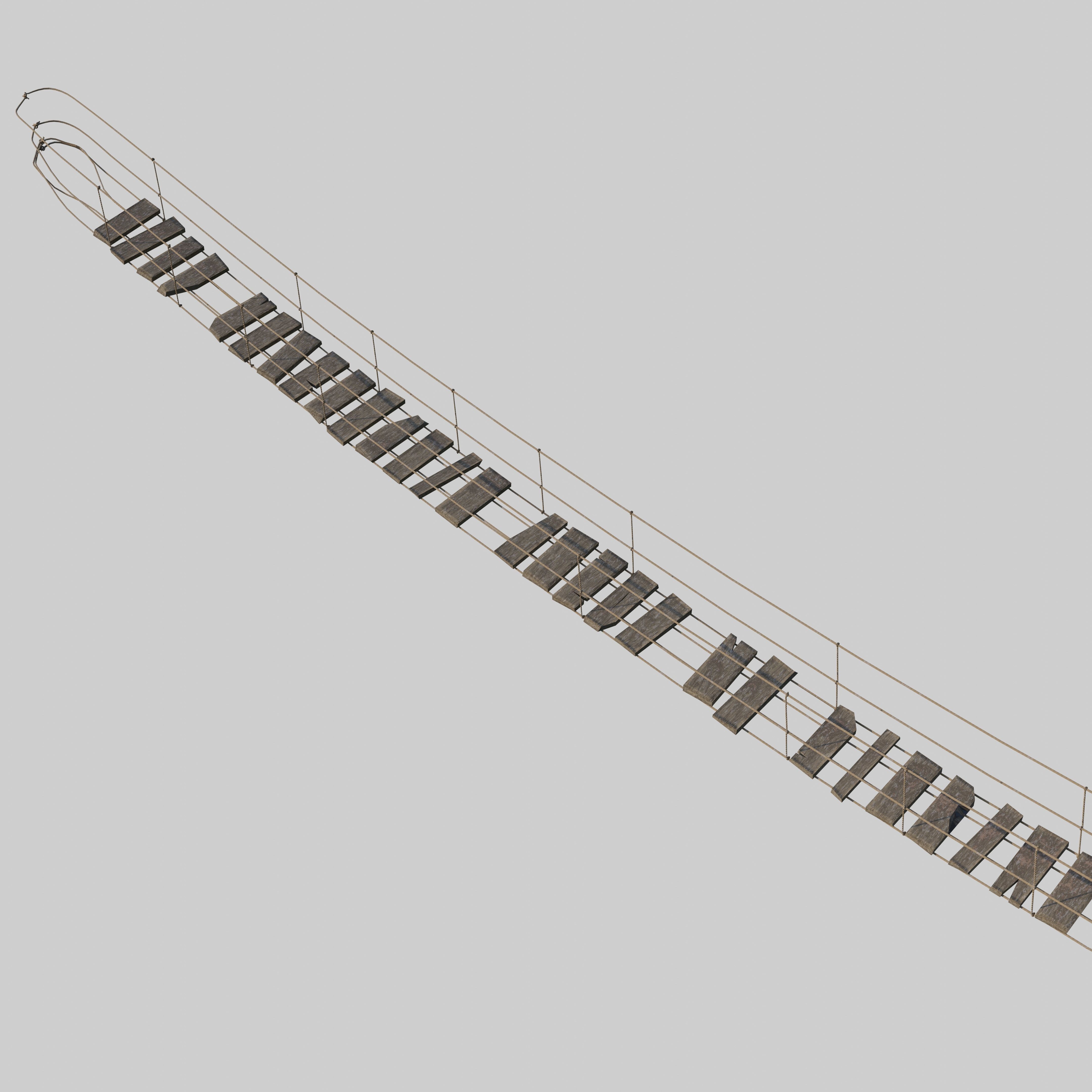 Suspension rope bridge animated Low-poly 3D model_11